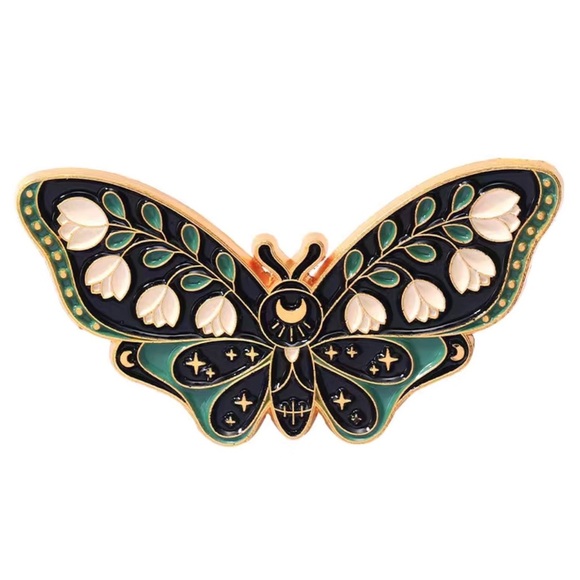 Secret Garden Moth Enamel Pin - Picture 2 of 3